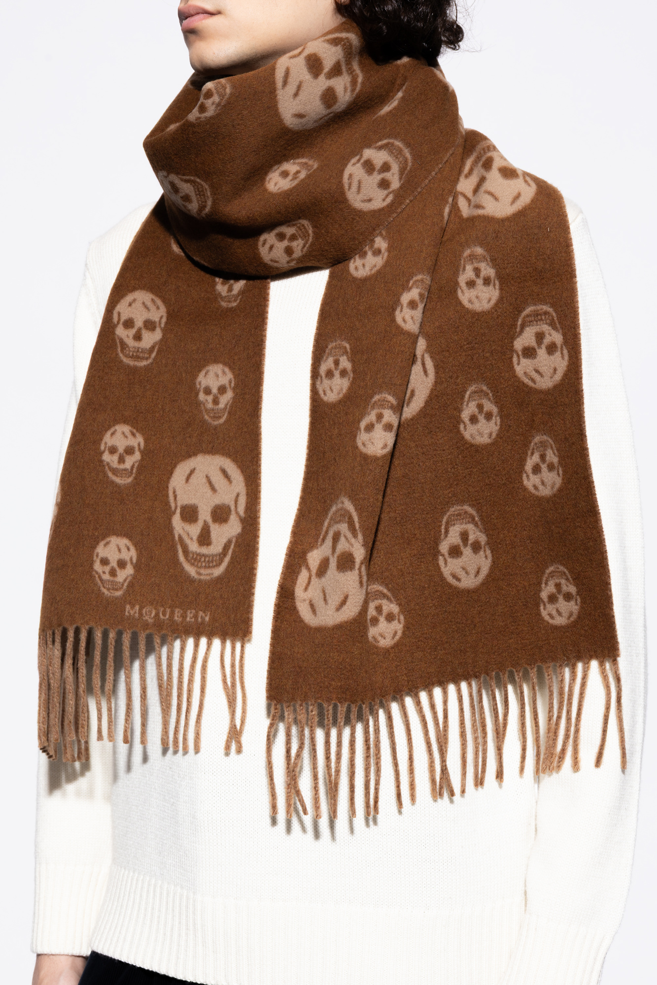 【希少】 ALEXANDER McQUEEN ストール ドクロ ブラウン Brown Scarf with skull motif Alexander McQueen - Vitkac Canada